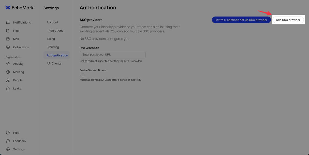 Add SSO provider in Authentication