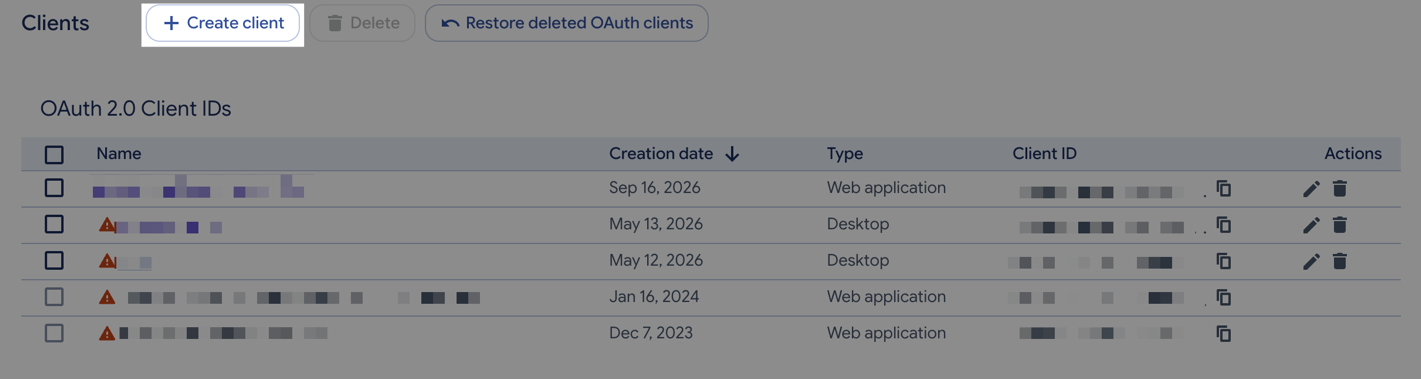 Create client in Google Auth Platform
